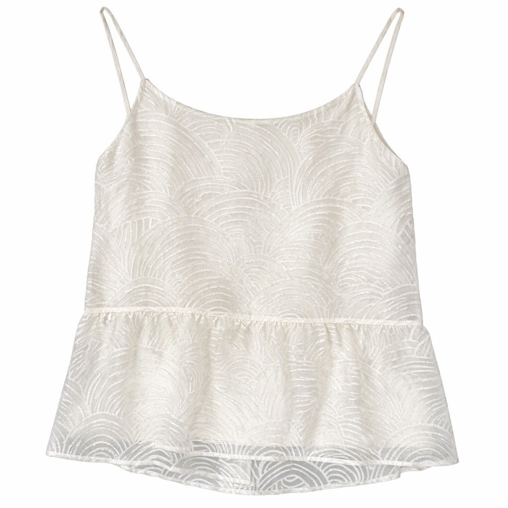Anthropologie HD in Paris Ivory Textured Wave Peplum Camisole Top Size S - Picture 4 of 8